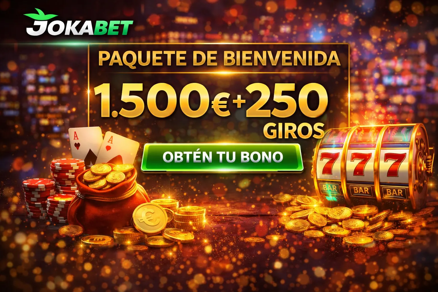 Bono de bienvenida Jokabet 1.500€ + 250 giros gratis